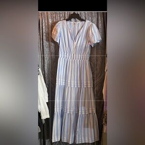 Crown & Ivy Blue and White Striped Maxi Dress
